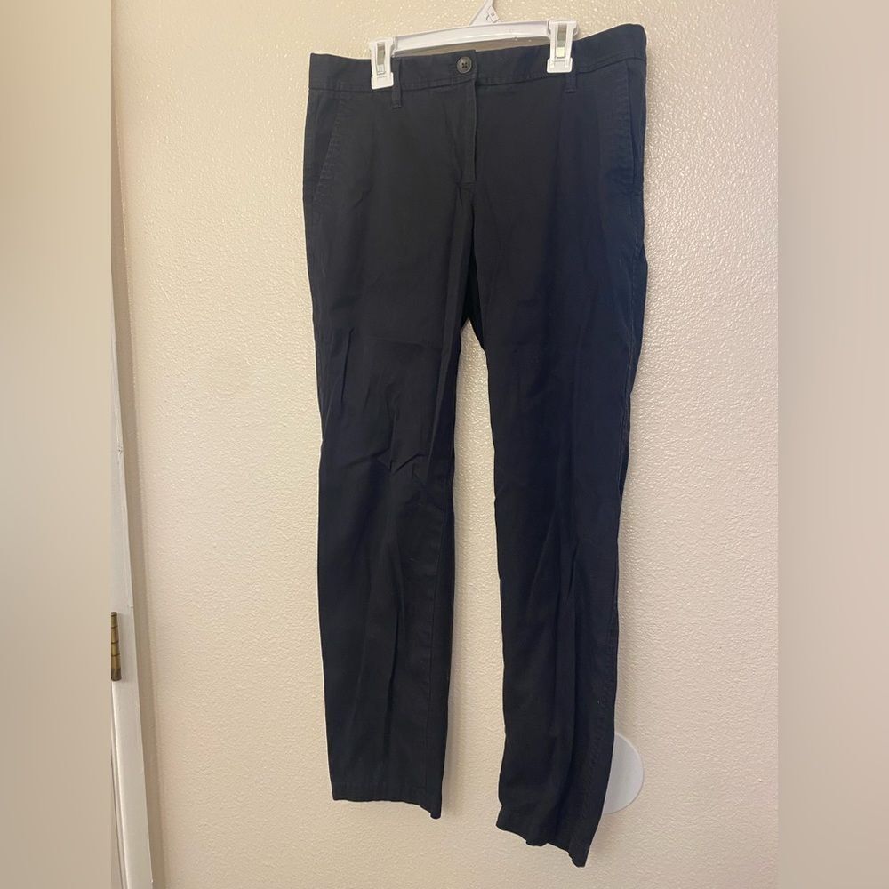 Talbots relaxed chino black trousers straight leg career uniform office pants 4